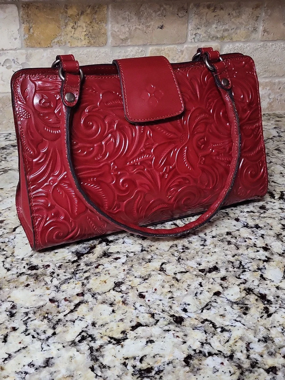 Patricia Nash Tooled Red Rienzo Satchel